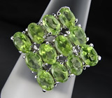 Стильное кольцо с перидотами Серебро 925