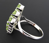 Стильное кольцо с перидотами Серебро 925