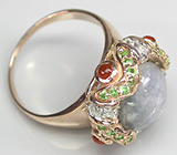 Кольцо из коллекции "Mia" со звездчатым сапфиром, корнелианами и цаворитами Серебро 925