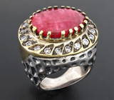 Крупное кольцо с сапфиром Серебро 925