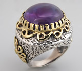 Массивное кольцо со сливовым аметистом Серебро 925