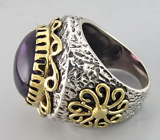 Массивное кольцо со сливовым аметистом Серебро 925