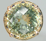 Кольцо из коллекции "Mia" с зеленым аметистом и сапфирами Серебро 925