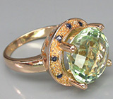 Кольцо из коллекции "Mia" с зеленым аметистом и сапфирами Серебро 925