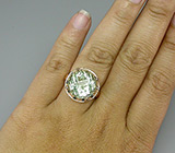 Кольцо из коллекции "Mia" с зеленым аметистом и сапфирами Серебро 925