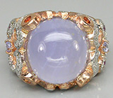 Кольцо с лавандовым халцедоном, танзанитами и сапфирами Серебро 925