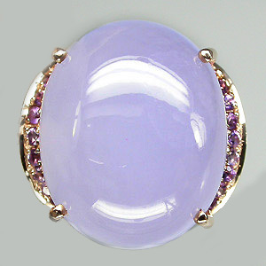 Кольцо с лавандовым халцедоном и аметистами