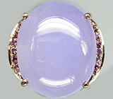 Кольцо с лавандовым халцедоном и аметистами Серебро 925