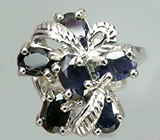 Кольцо с насыщенно-синими сапфирами Серебро 925