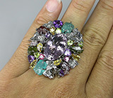 Потрясающее КРУПНОЕ кольцо с самоцветами! Ручная работа Серебро 925