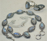 Ювелирный гарнитур с лунным камнем Серебро 925