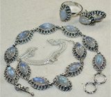 Ювелирный гарнитур с лунным камнем Серебро 925