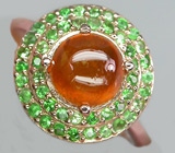 Кольцо из коллекции "Mia" с мандариновым спессартином и цаворитами Серебро 925