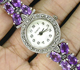 Часы на аметистовом браслете Серебро 925