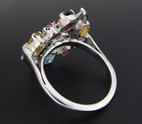 Кольцо с топазами, цитринами, гранатом, аметистом и сапфирами Серебро 925