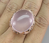 Массивное кольцо со звездчатым розовым кварцем и сапфирами Серебро 925