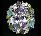 Потрясающее КРУПНОЕ кольцо с самоцветами! Ручная работа Серебро 925