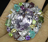 Потрясающее КРУПНОЕ кольцо с самоцветами! Ручная работа Серебро 925