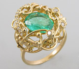 Кольцо с изумрудом и бриллиантами Золото