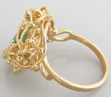 Кольцо с изумрудом и бриллиантами Золото
