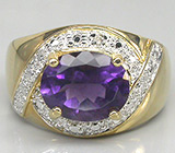 Эффектное кольцо с уругвайским аметистом Серебро 925