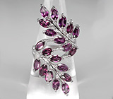 Великолепное кольцо с родолитами Серебро 925