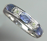 Изящное кольцо с синими сапфирами и перидотами Серебро 925