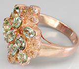 Кольцо из коллекции "Mia" с зелеными и золотистыми сапфирами Серебро 925