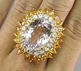 Крупное кольцо с розовым аметистом, топазами и сапфирами Серебро 925