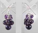 Серьги-гроздья с аметистами Серебро 925