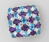 Кулон из коллекции "Sunshine" с топазами и аметистами Серебро 925