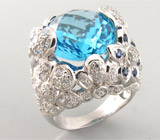 Кольцо из коллекции "Sunshine" с топазом и синими сапфирами Серебро 925