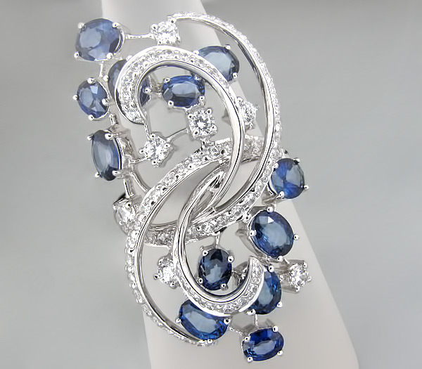 Кольцо из коллекции "Sunshine" с синими сапфирами