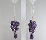 Серьги-гроздя с аметистами Серебро 925