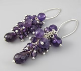Серьги-гроздя с аметистами Серебро 925