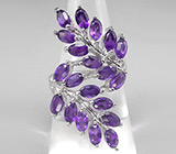 Элегантное кольцо с аметистами Серебро 925