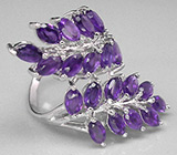 Элегантное кольцо с аметистами Серебро 925