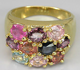 Кольцо из коллекции "Mia" с разноцветными шпинелями и голубым цирконом Серебро 925