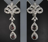 Великолепные серьги с гранатами Серебро 925