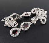 Великолепные серьги с гранатами Серебро 925