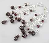 Оригинальные серьги с родолитами гранатами Серебро 925