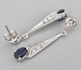 Элегантные серьги с синими сапфирами Серебро 925