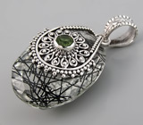 Кулон с зеленым аметистом с рутилом и перидотом Серебро 925