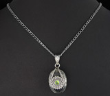 Кулон с зеленым аметистом с рутилом и перидотом Серебро 925