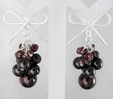Серьги-гроздья с родолитами гранатами Серебро 925