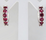 Прелестные серьги с родолитами гранатами Серебро 925