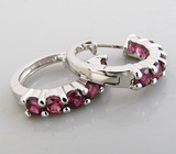 Прелестные серьги с родолитами гранатами Серебро 925