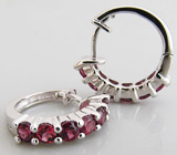 Прелестные серьги с родолитами гранатами Серебро 925