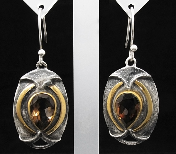 Серьги с дымчатыми топазами