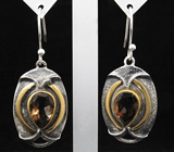 Серьги с дымчатыми топазами Серебро 925